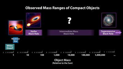致密天體根據(jù)質(zhì)量的分類，圖片來源：NASA